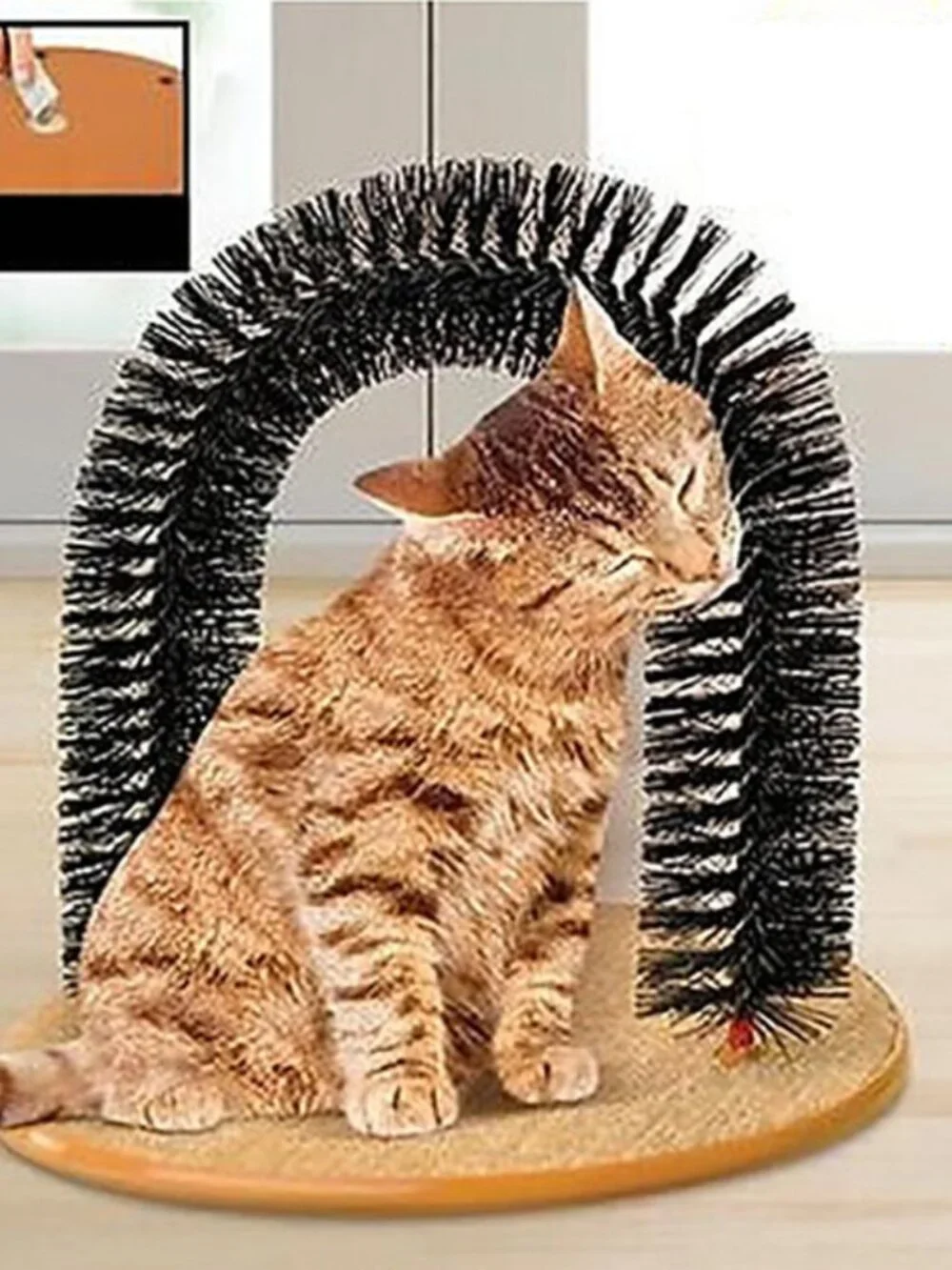 Cat Arch Self-Groomer Brush Scratcher Toy with Hanging Mouse Massage Comb